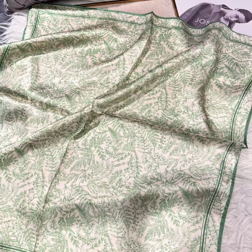 Écharpe en soie de mûrier 100% verte pour femme
