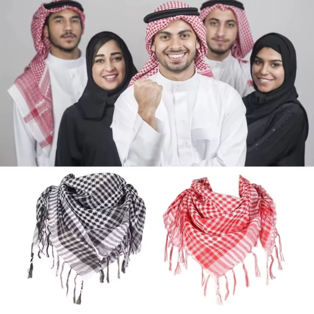 Grand foulard arabe Shemagh avec pompon