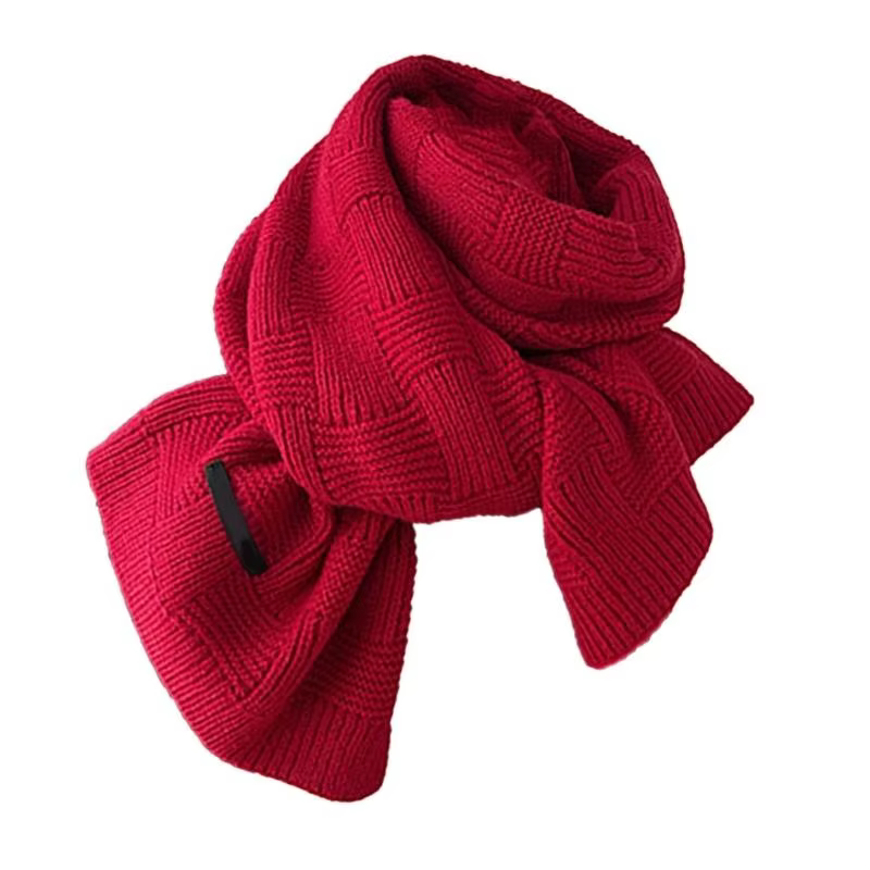 39bd Écharpe en fil en tricot à plaid vintage pour l'automne l'hiver usure du cou