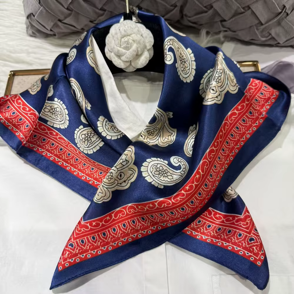 Rouge bleu femmes 100% foulard en soie de mûrier pour cheveux