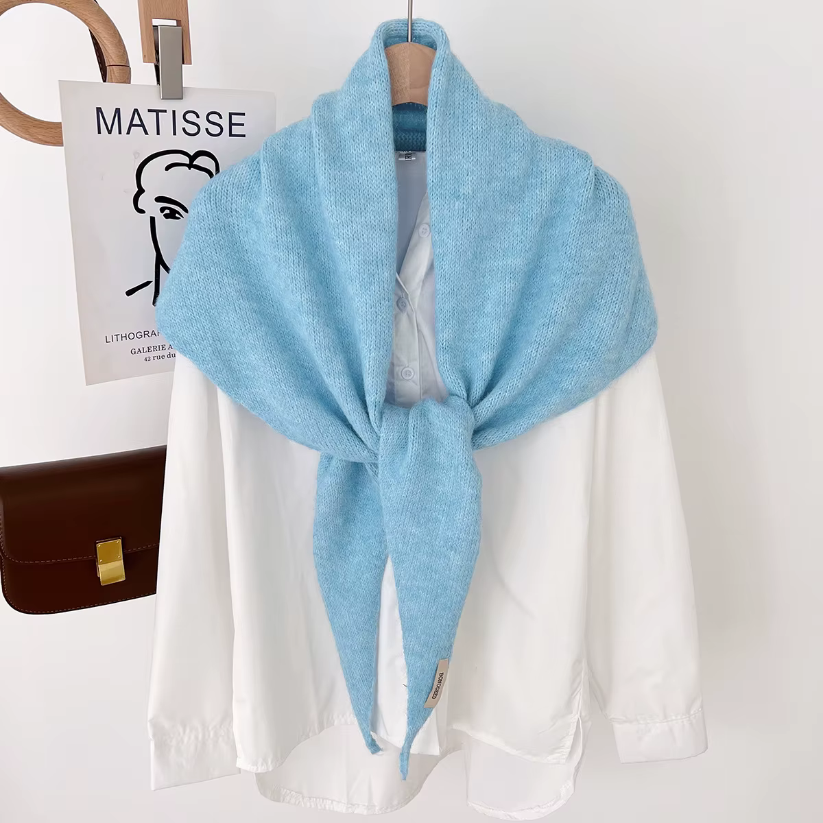 Laine hiver écharpe pour femmes chaud triangle tricot foulards Hijab solide dame châle enveloppement femme Pashmina