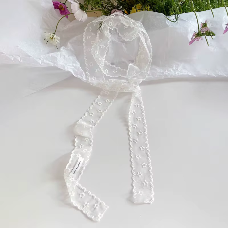 Écharpe longue en soie tendance Star Lace pour femme