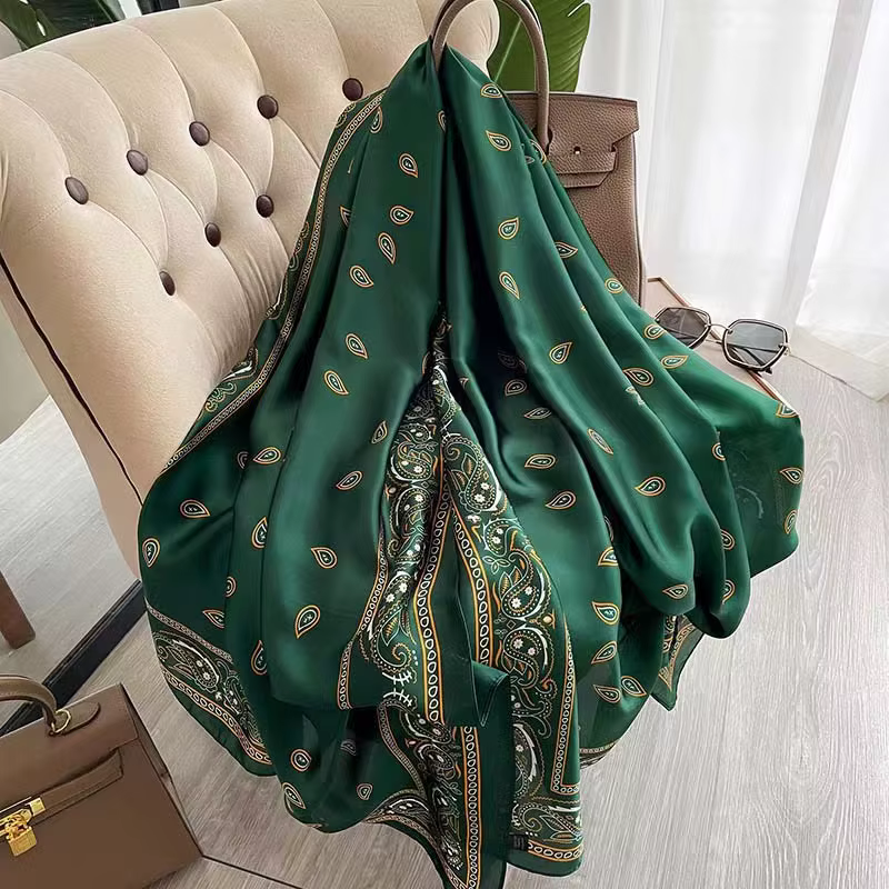180*90cm silencieux nouvelle marque de luxe écharpe femmes châles enveloppes printemps Hijab Bufanda Foulard femme Bandana plage étoles 2022 soie