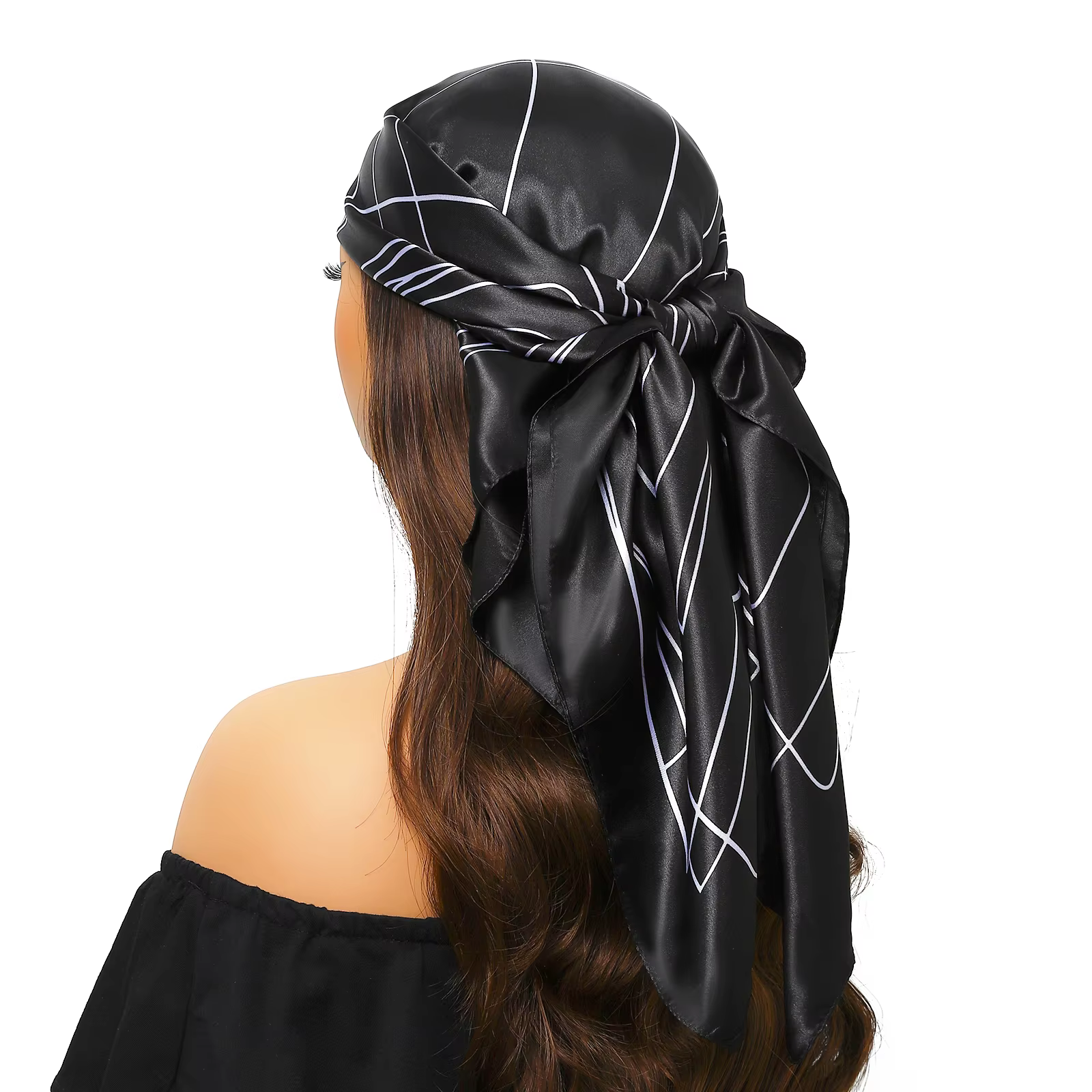 90*90 cm Foulard en soie Scarftop chapeaux pour Femme mode quatre saisons cheveux accessoires Hijab