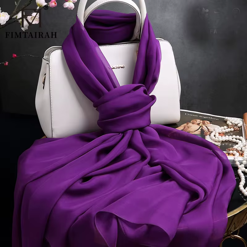 Écharpe en Mousseline de Soie pour Femme, group Châle, Couleur Unie, 100%