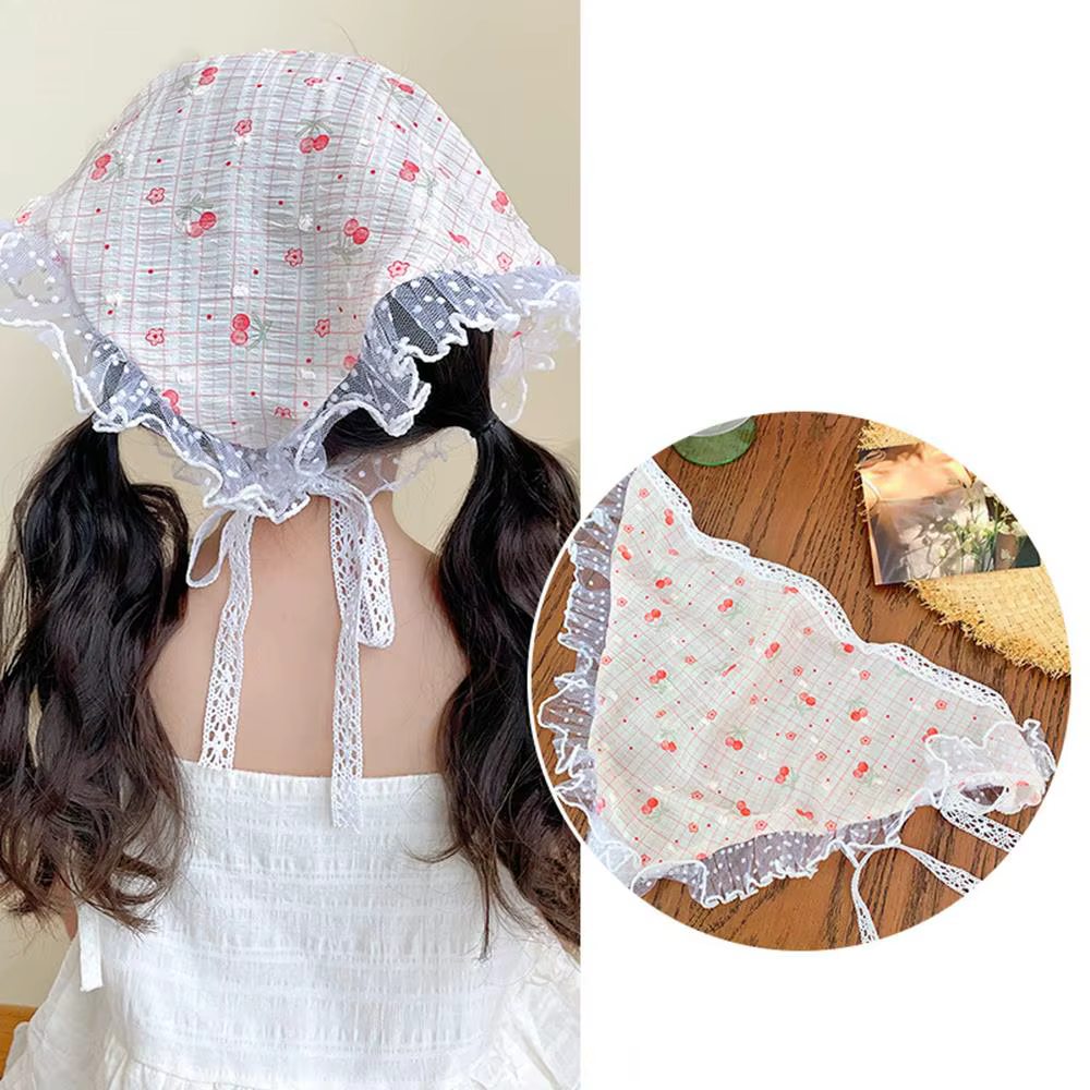 Doux Floral dentelle cheveux écharpe enveloppes femmes Triangle foulard mince respirant ruban rétro