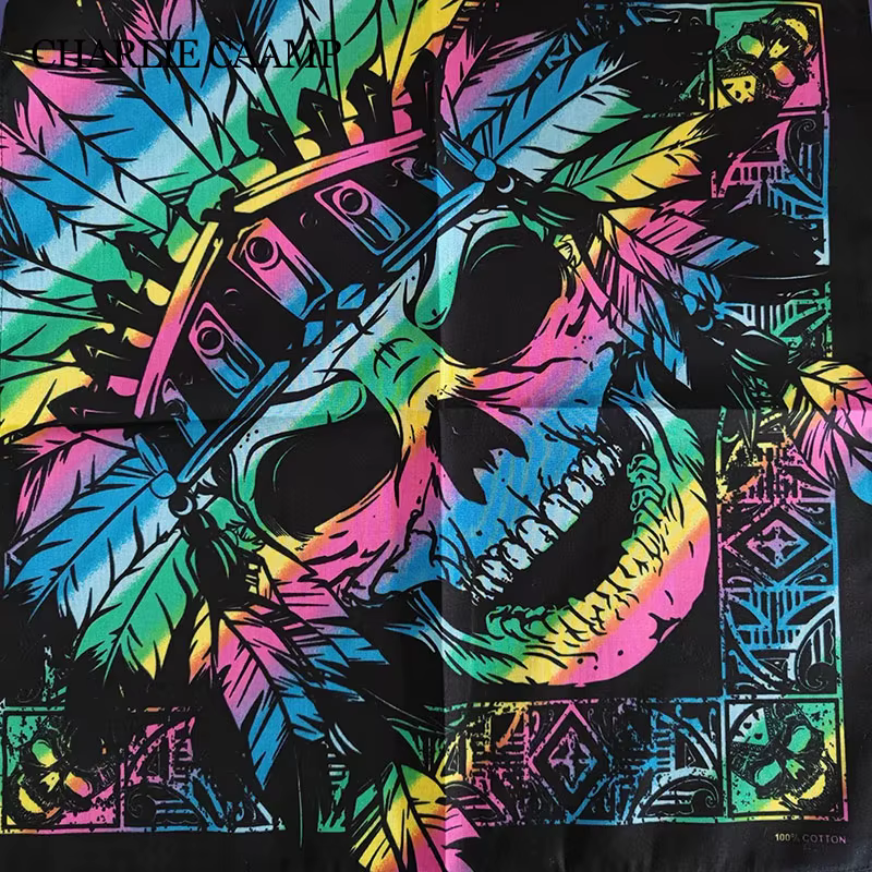 Foulard carré tête de mort pour hommes et femmes