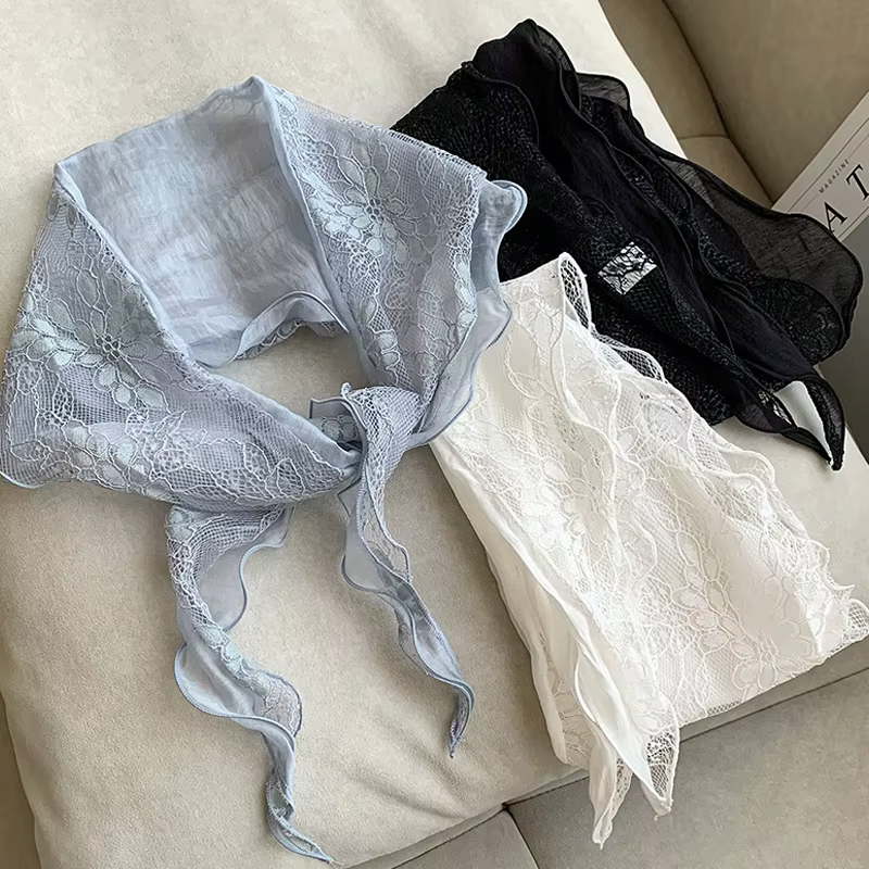 Écharpe triangulaire en dentelle patchwork pour femme