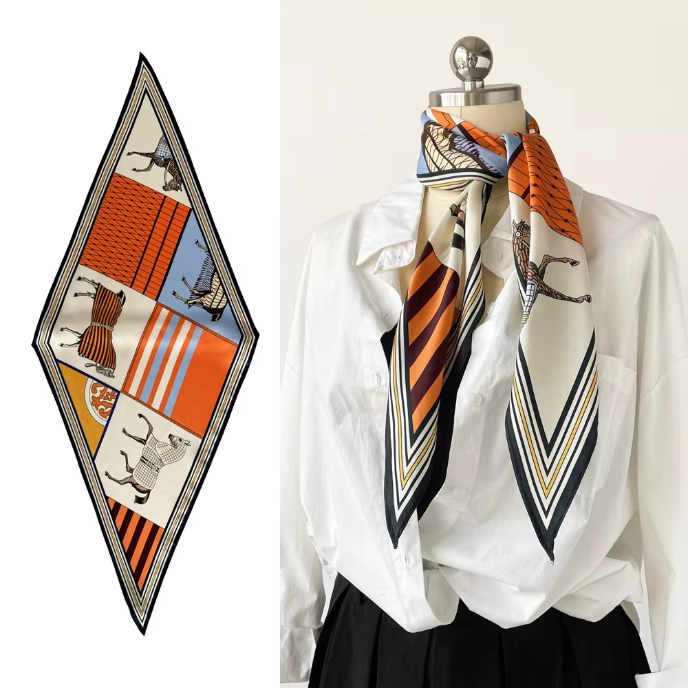 Foulard en sergé en forme de diamant pour femmes au printemps et en été
