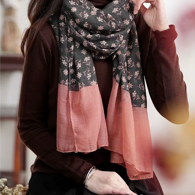 Foulards pour femmes coréen Floral artistique Simple à la mode polyvalent doux