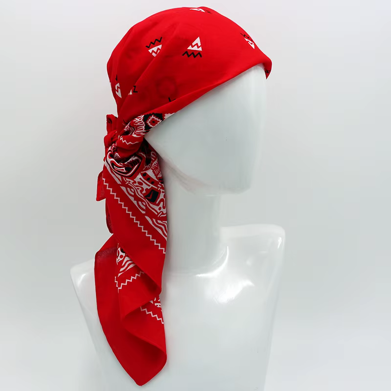 Nouveau Surdimensionné 70CM couleur rouge carré écharpe Style rétro imprimé coton Bandana chapeaux foulard