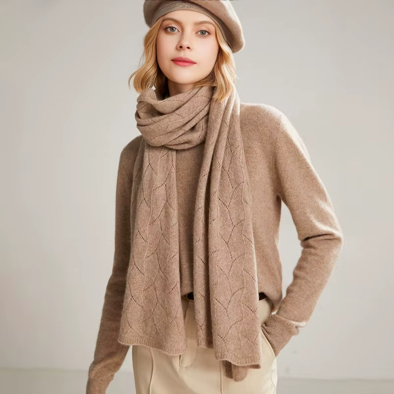 100% laine écharpe femmes hiver solide tricoté évider châle mode foulards Capes enveloppes chaudes dame cachemire comme foulard