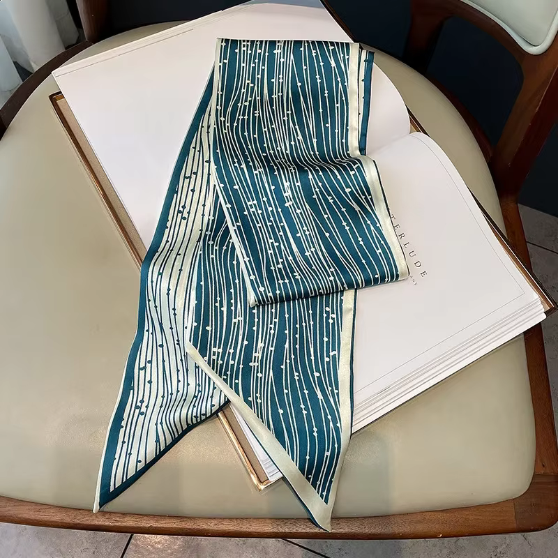 Printemps/été luxe longue foulard en soie femme imprimer mince