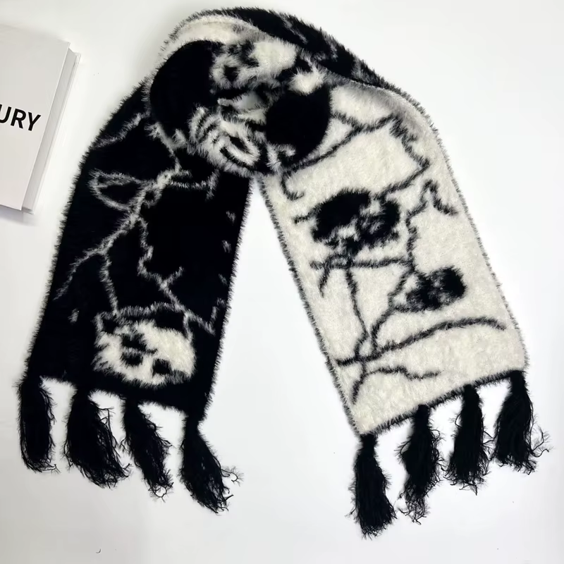 Écharpe gothique en fourrure de vison pour Halloween