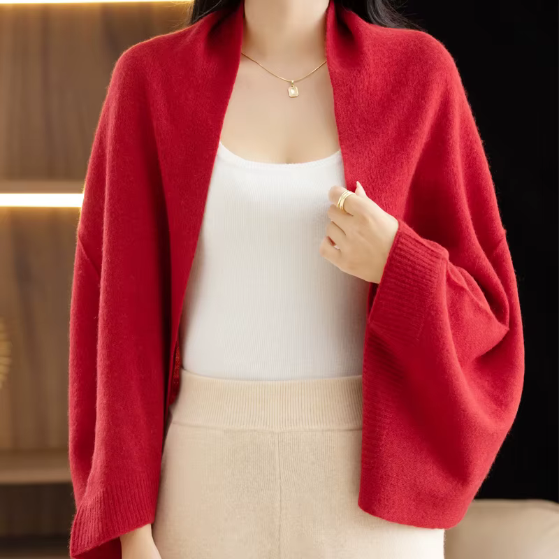 Châle en tricot de laine mérinos pour femmes, cardigan de printemps, écharpe de document solide, châle de style coréen, élégant et doux, nouveau et à la mode, 100%