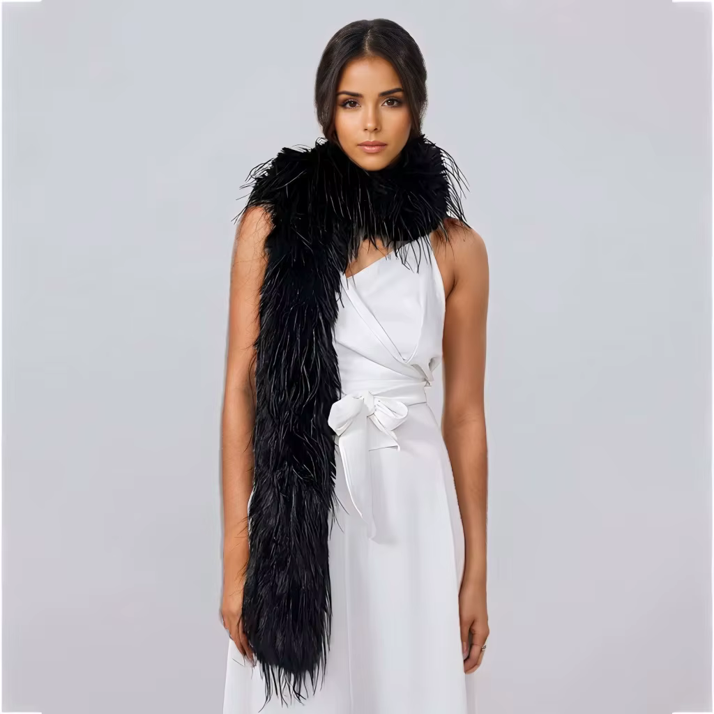 Écharpe pour femme style fausse plume de dinde