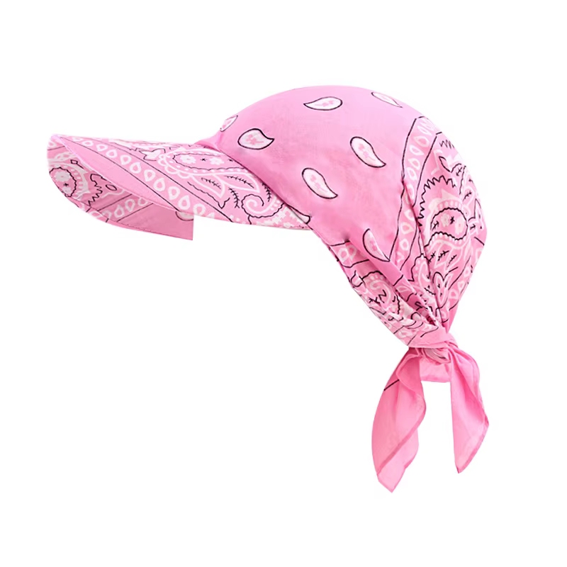 Femmes foulard visière chapeau avec bandeau imprimé large bord