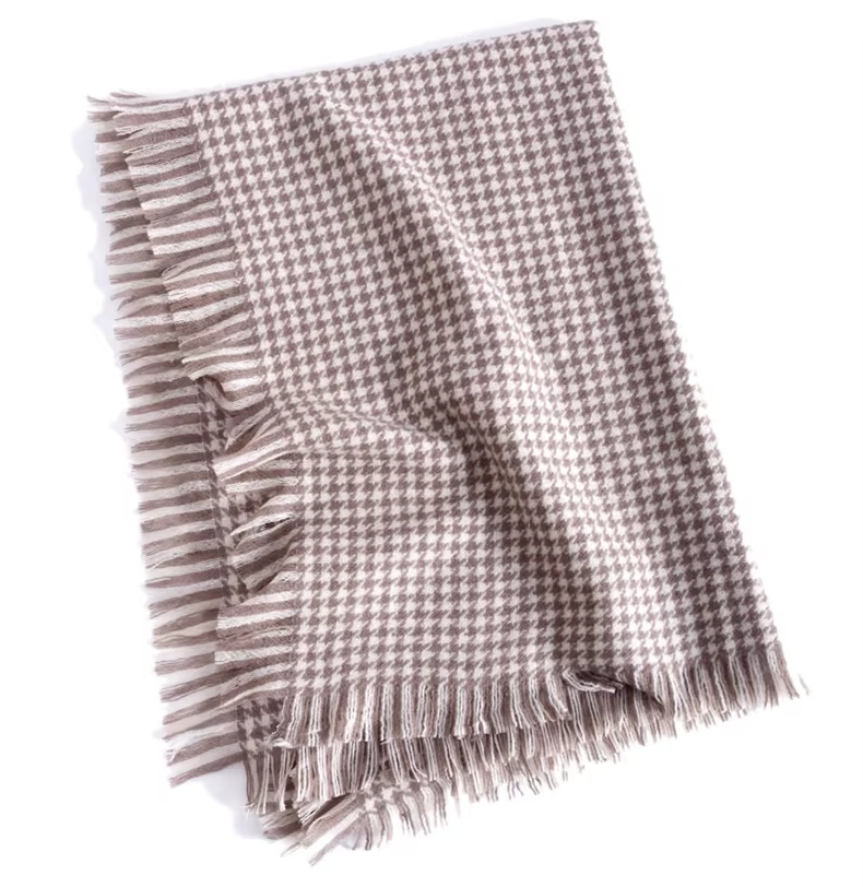 Écharpe Pied-de-Poule en Laine pour Femme, Grande Couverture, Châle Doux et Chaud, Collection Automne et Hiver