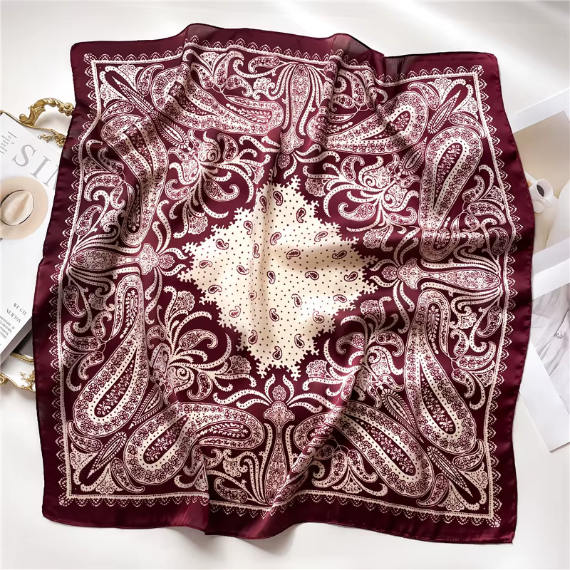 Foulard carré imprimé Paisley pour femmes