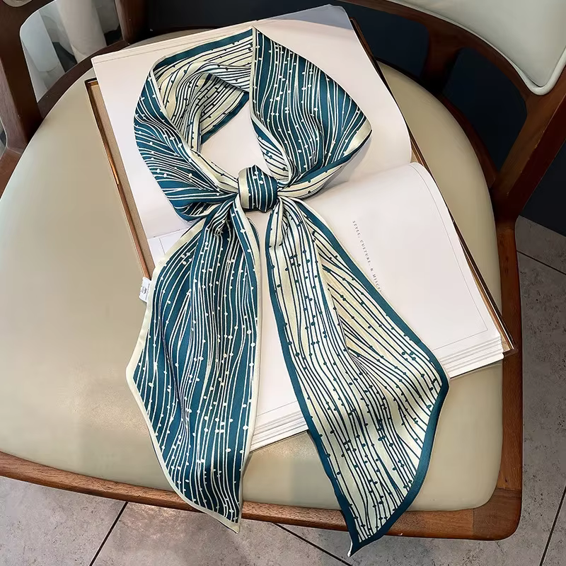 Printemps/été luxe longue foulard en soie femme imprimer mince