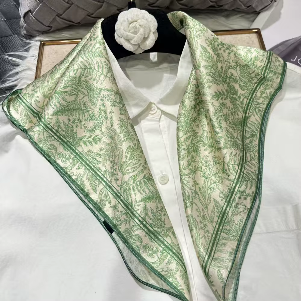 Écharpe en soie de mûrier 100% verte pour femme