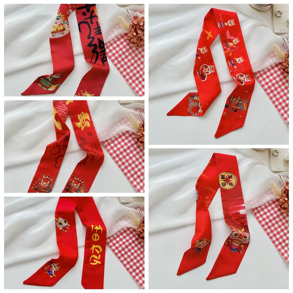 Motif Dragon nouvel an foulard en soie rouge foulards