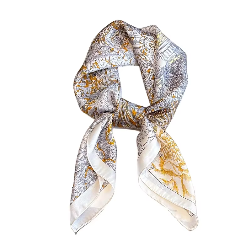 Foulard Carré Imprimé Floral de Luxe pour Femme