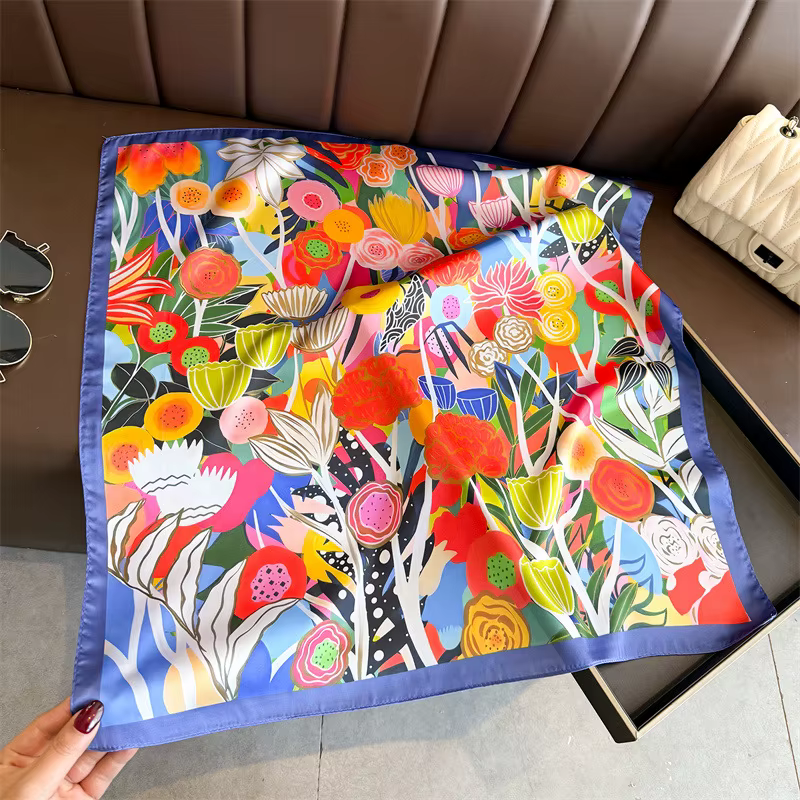 Nouveau Foulard Carré Designer 2026 pour Femme, Châle en Satin, Hijab, Bandeau Cheveux, Foulard de Poignet, Foulard de Tête de Luxe, Écharpe