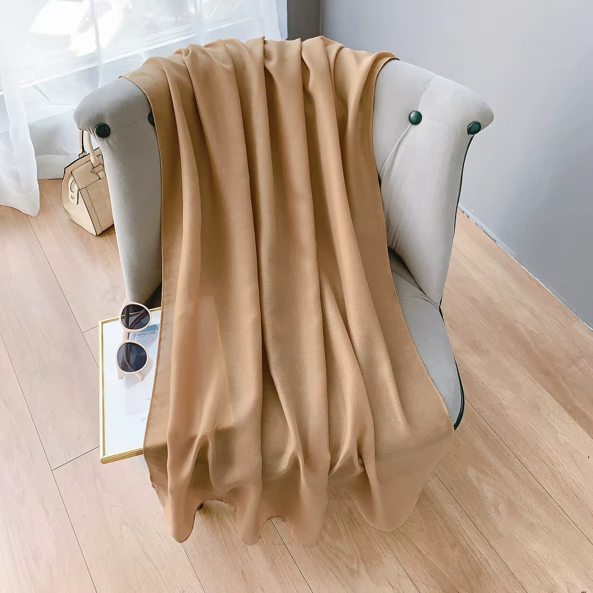 Écharpe en coton monochromatique pour femme