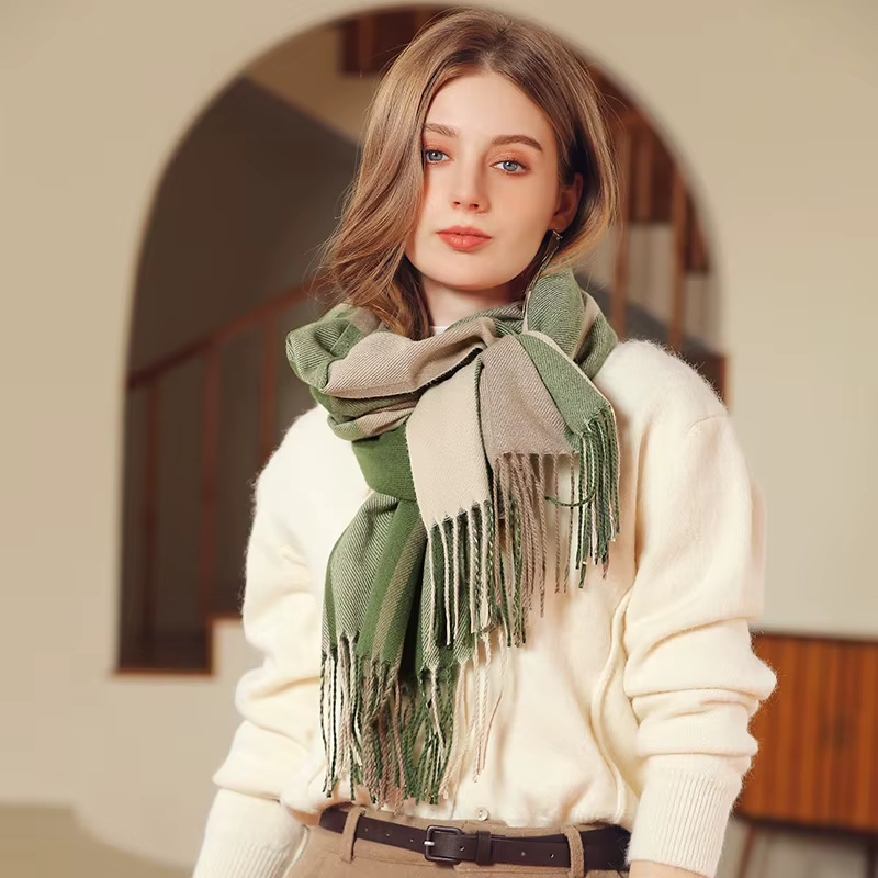  Tartan cachemire comme écharpe hiver chaud épaissi frange châle pour femmes dames mode quotidien voyage cou enveloppement accessoire 