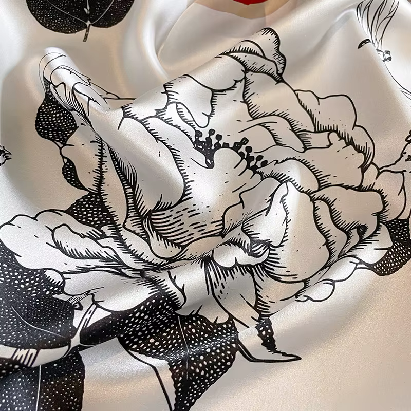 100% mûrier soie cou écharpe Femme marque de luxe tête florale foulards de cheveux printemps Foulard enveloppes carré