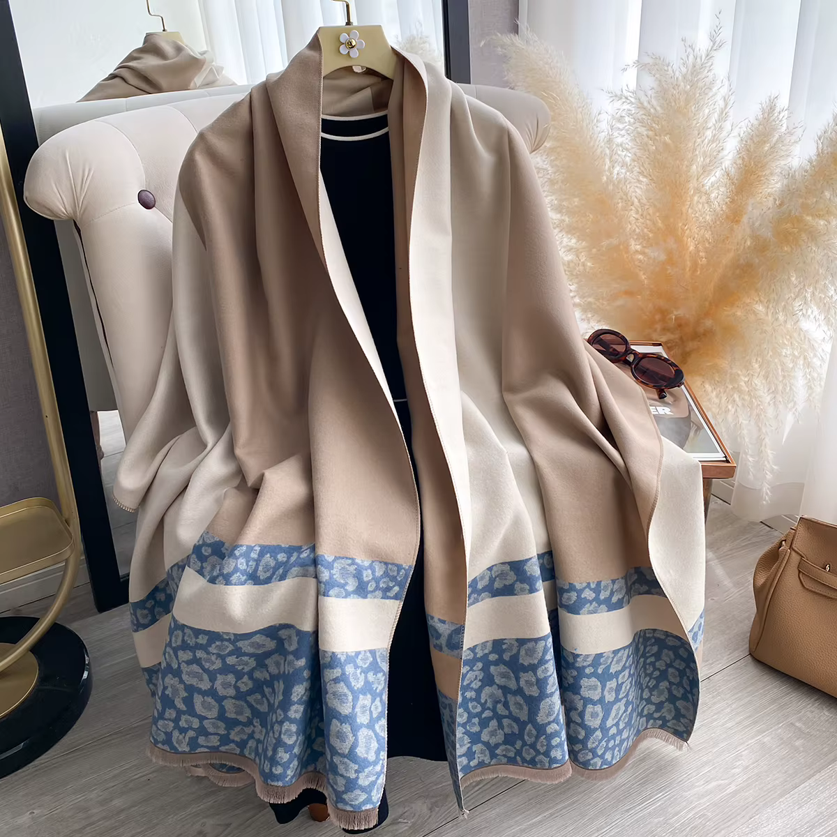 2025 Design de mode hiver cachemire écharpe femmes élégant chaud Pashmina couverture Poncho foulards femme imprimé léopard châle Bufanda