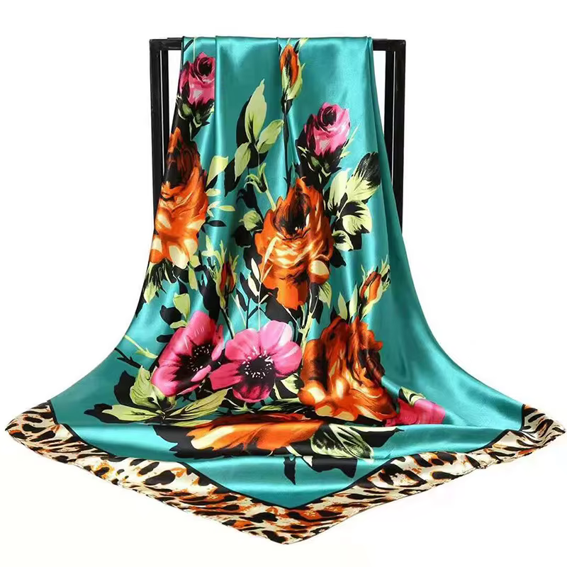 Foulard Carré Élégant de Luxe en Satin pour Femme, Châle, Hijab, 90x90cm