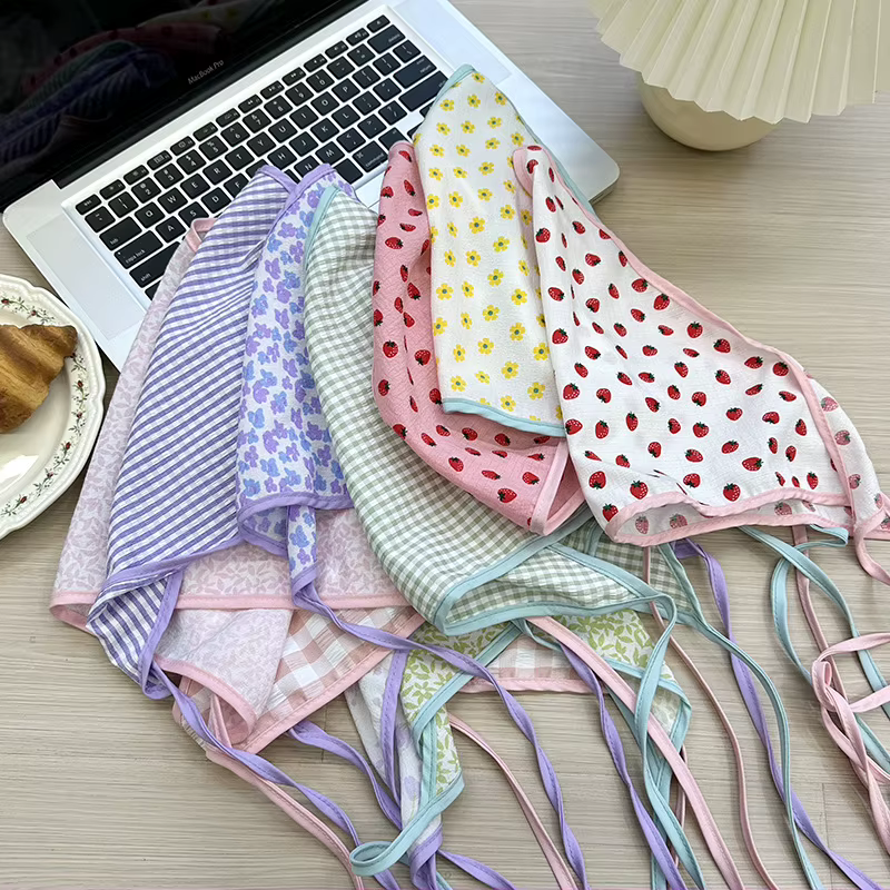 Écharpe femme nouveau rose fraise mignon fille tricoté foulard bandeau triangulaire polyvalent mince