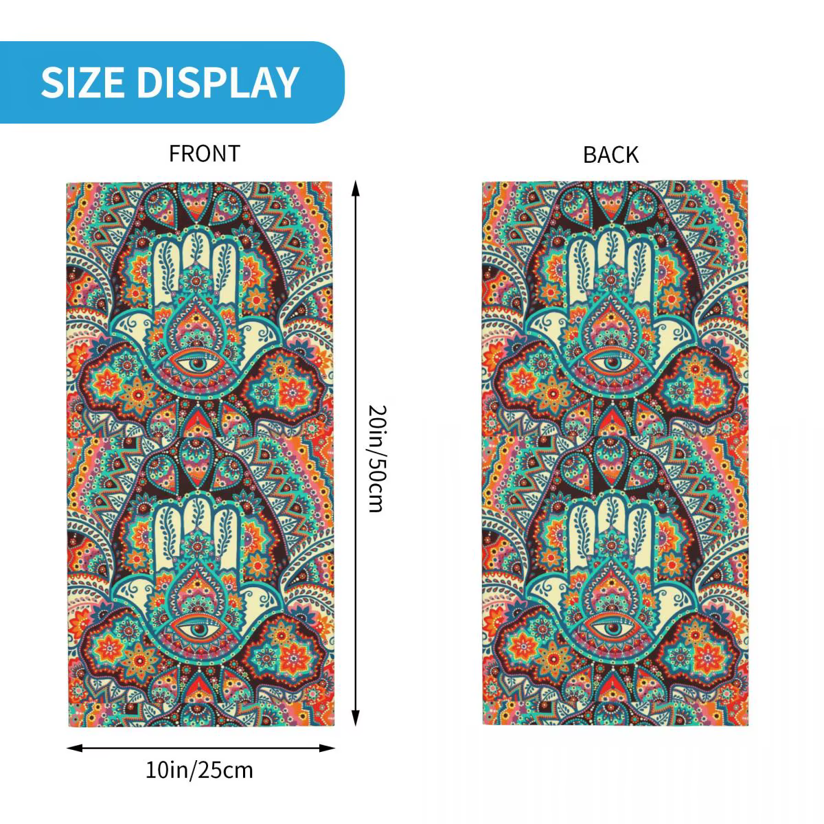 Hamsa main bohème Bandana cache-cou imprimé Hippie Mandala Paisley Boho masque écharpe cagoule Sports de plein air adulte coupe-vent