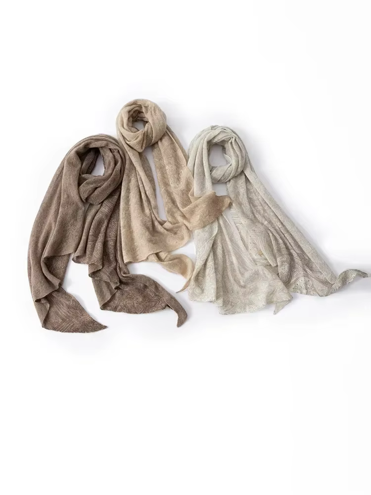 Femmes 100% bébé cachemire Paisley Eco impression châle enveloppement Pashmina grande écharpe polyvalente capot Super mince doux tricot 190x70 cm