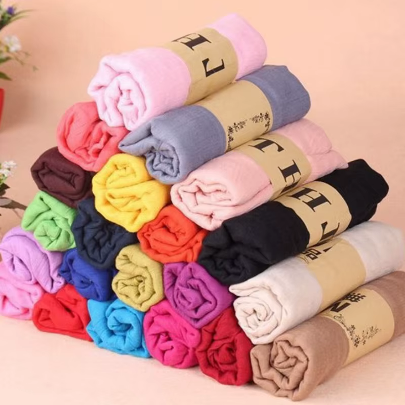 Femmes coton couleur unie écharpe été printemps châles et enveloppes Pashmina plage longue