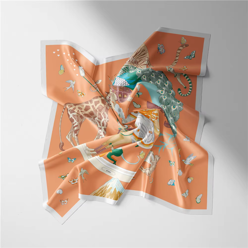 Foulard carré en sergé pour femme, petit hijab, 53cm