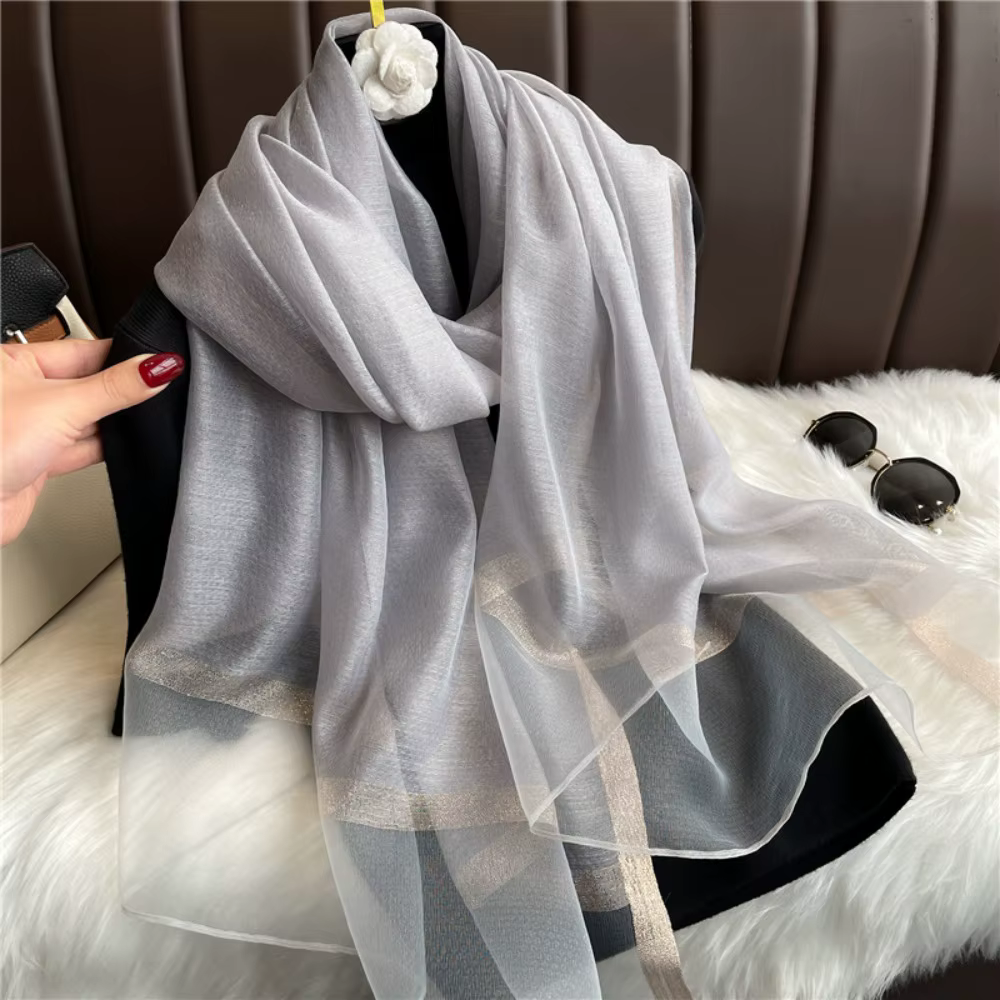 Nouveau grand foulard de luxe en soie Organza élégant couleur unie longues foulards 180*70 cm châles solides pour les femmes Hijab