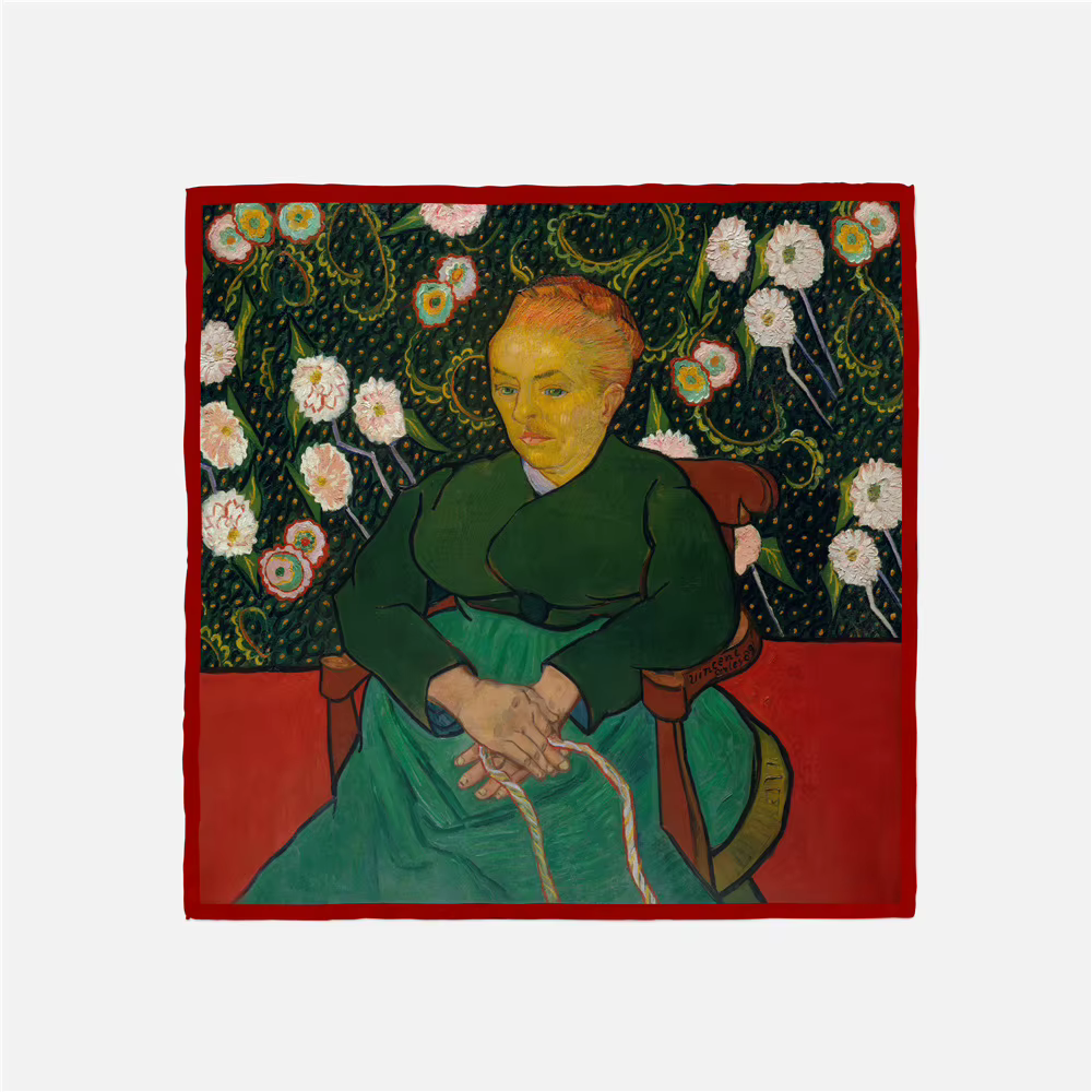 Petit Foulard Carré en Satin Sergé de Style Français pour Femme