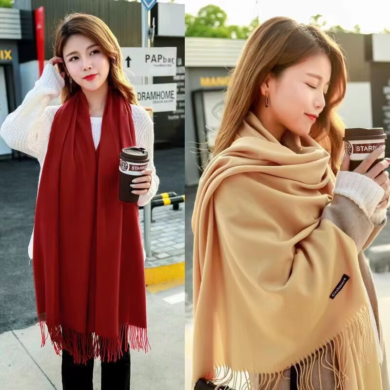 Mode cachemire Hijab écharpe pour femmes hiver solide châles et enveloppes automne Pashmina écharpes femme foulards pour dames 2022