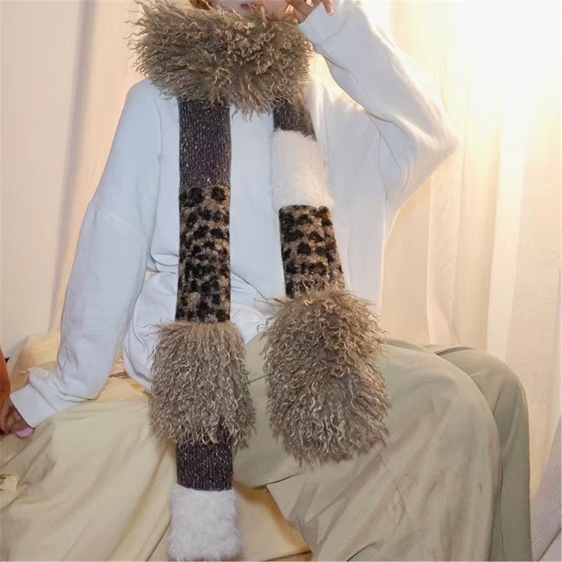 39BB – écharpe ras du cou en tricot fourrure pour femmes filles