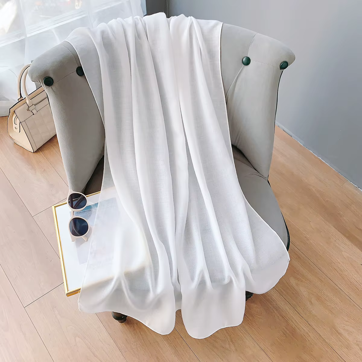 Écharpe en coton monochromatique pour femme