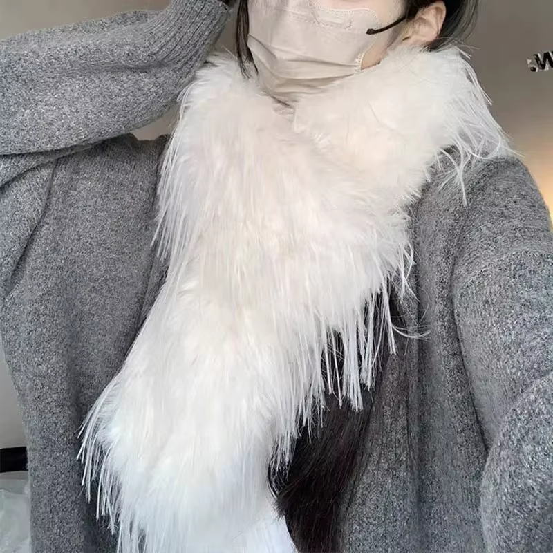 Écharpe à cheveux longs marron