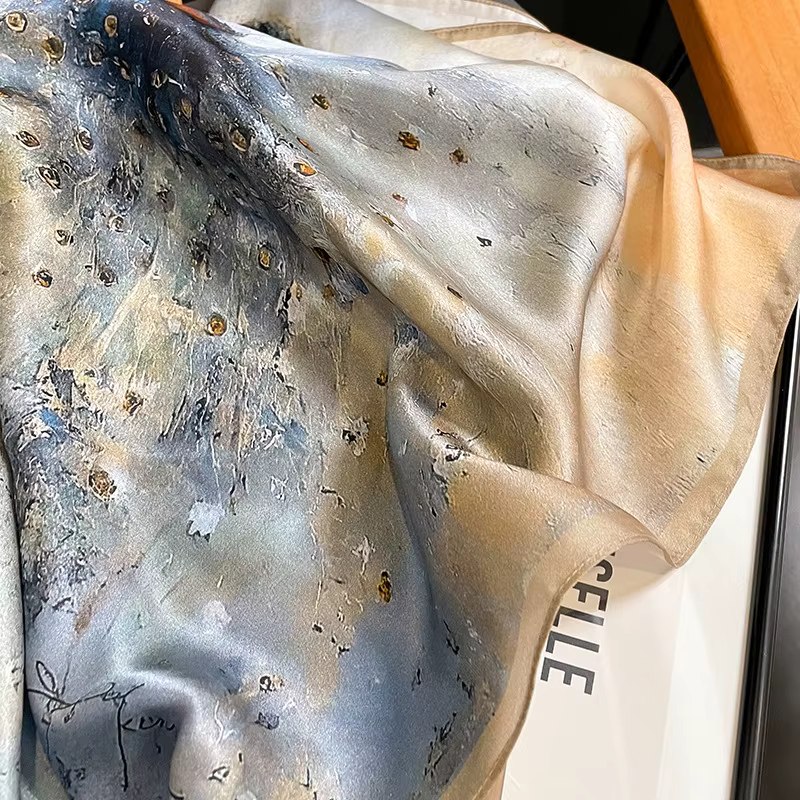 100% foulard en soie femmes élégant luxe de haute qualité carré mode impression cheveux