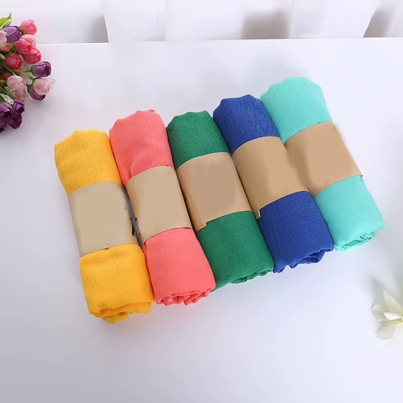 Femmes coton couleur unie écharpe été printemps châles et enveloppes Pashmina plage longue
