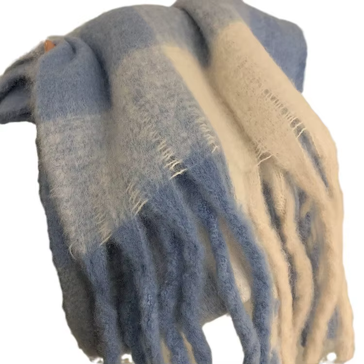 Nouvelle écharpe pour femmes hiver Style coréen Couple sensation bleu et blanc Plaid mode polyvalent châle épaissi