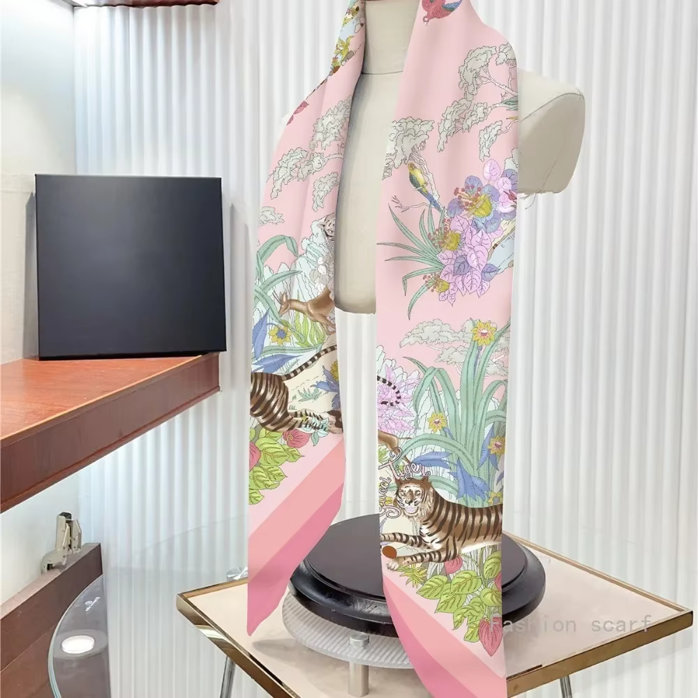 Nouvelle fleur concepteur foulards sergé soie grand carré écharpe femmes voyage châle foulard 90 cm marque de luxe fleurs modernes