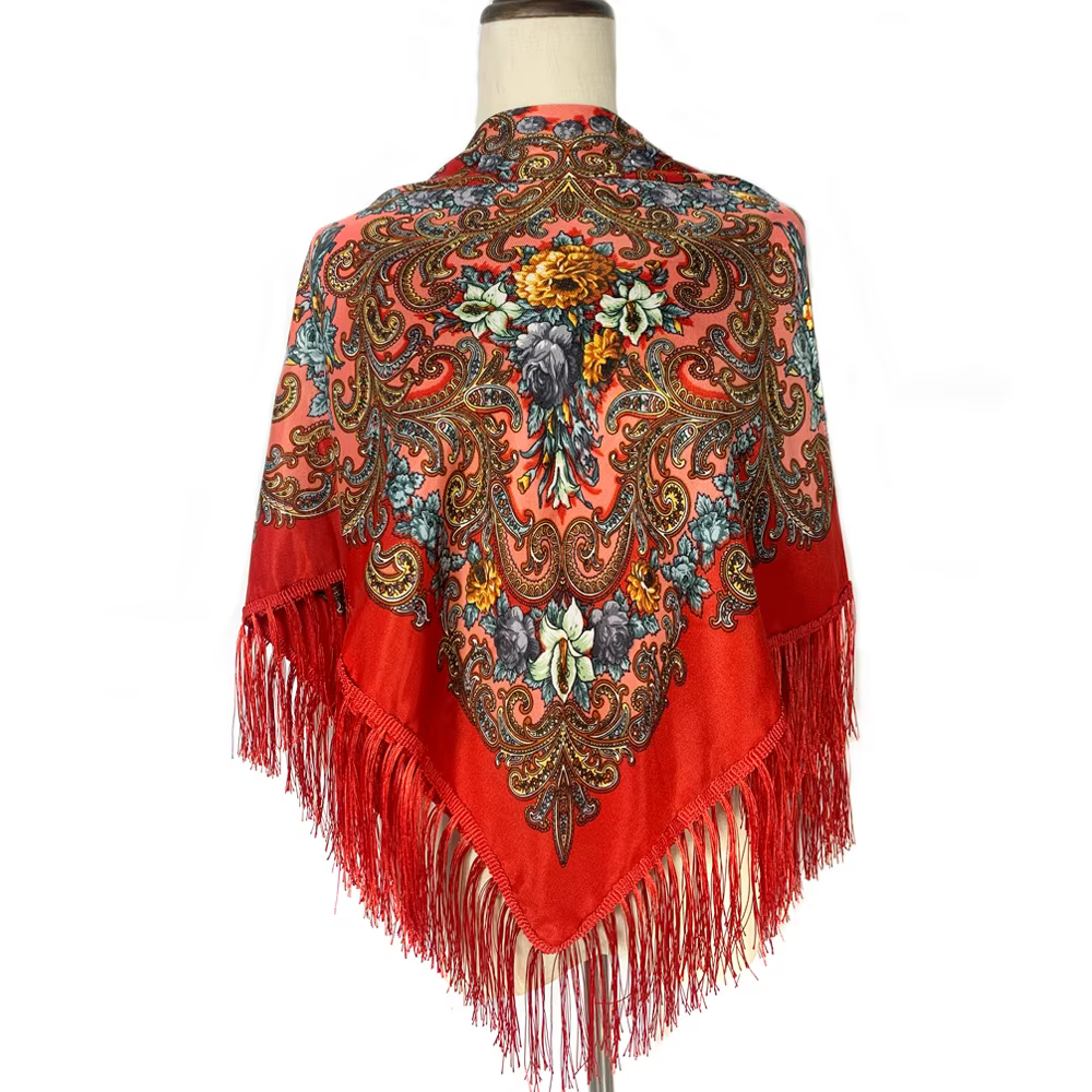 Foulard Carré Russe Imprimé Floral pour Femme