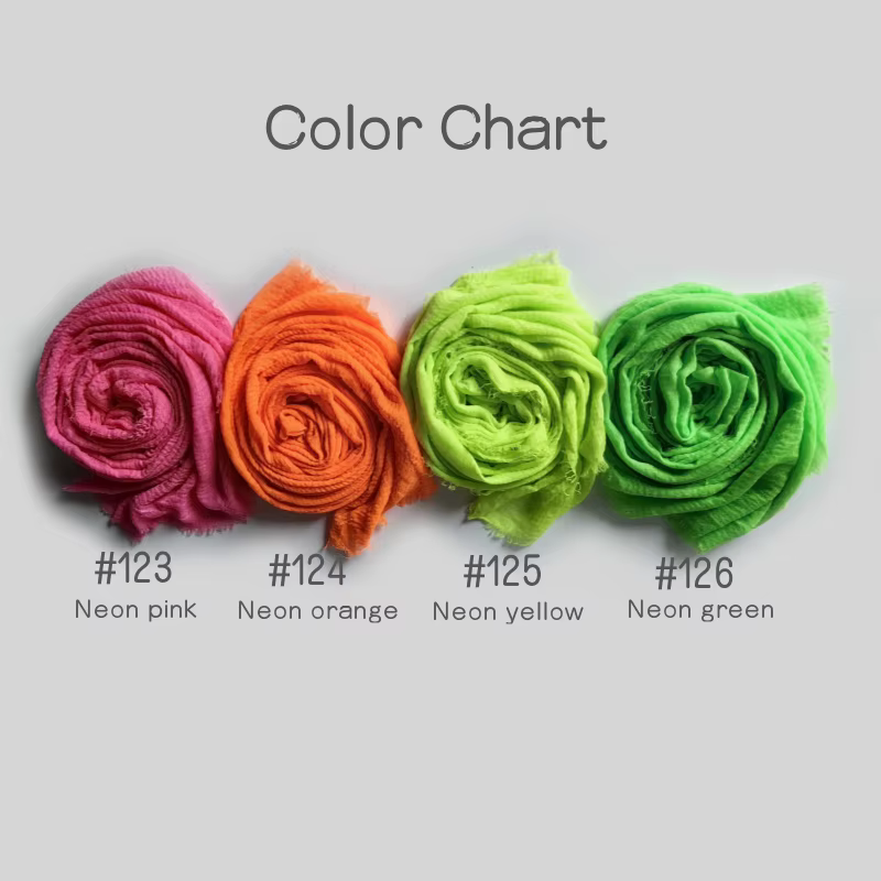Écharpe Néon aux Couleurs Passionnantes, Turban Uni Effet Bulle, Foulard Plissé pour Femme, Voile Ondulé, Châle Irisé, Écharpe de Soirée
